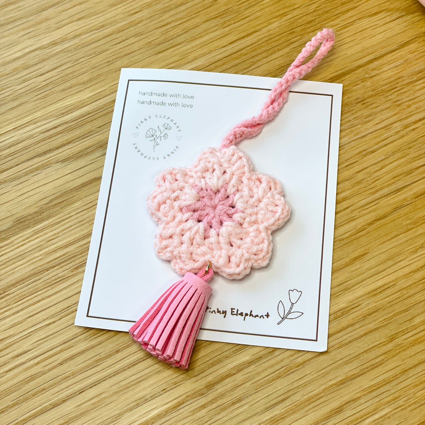 Pinky Elephant Handmade Little Crochet Charm, 3 designs
