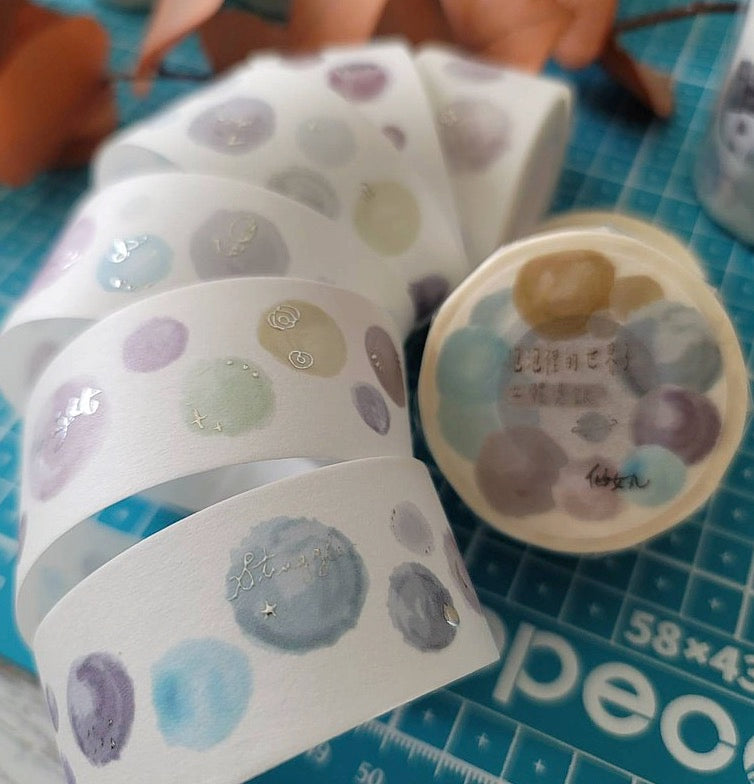 One Loop Sample - Fairy Ball Bubble World 3 Silver Foil Washi Tape