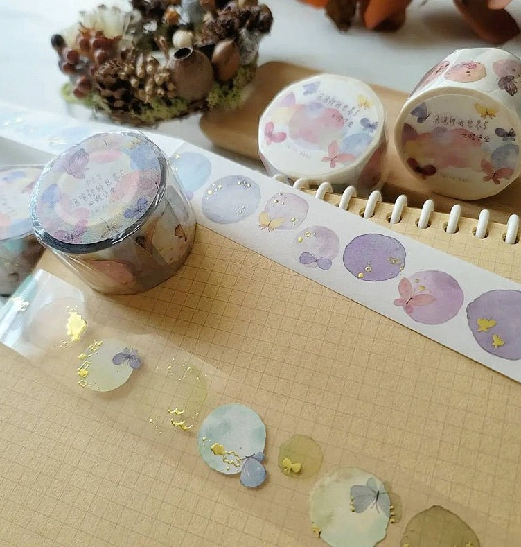 Fairy Ball Bubble World 5 Washi Tape/PET Tape, Embossed Gold Foil, 30mm
