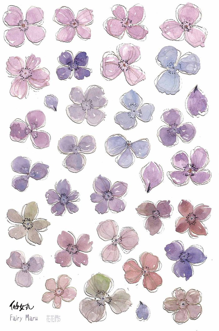 Fairy Maru (Fairy Ball) 3D Glossy Print-On Stickers - Flowers No.5