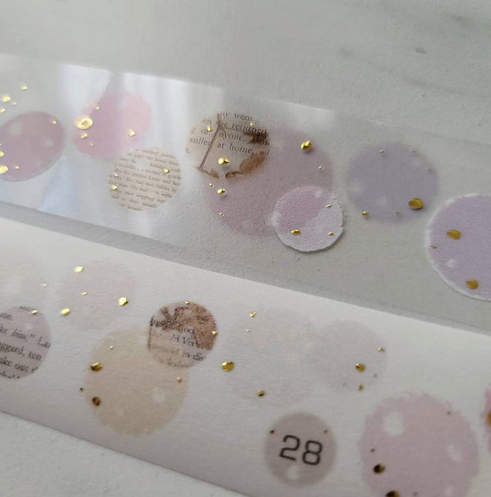 Fairy Maru Bubble World 6 Washi Tape/PET Tape, Embossed Gold Foil, 30mm