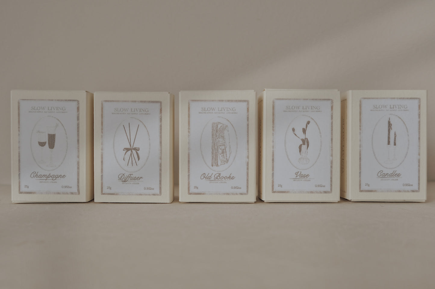 Jieyanow Atelier Rubber Stamps - Slow Living Collection, Five Vintage Designs, 1 PC
