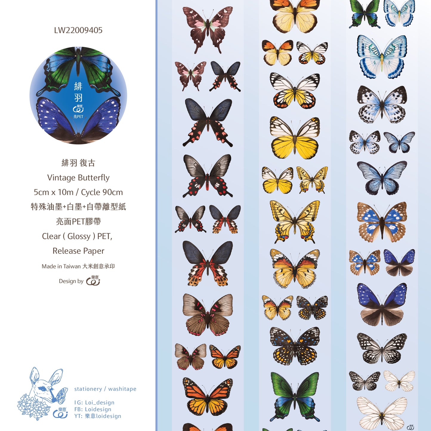 One Loop Sample - Loidesign Vintage Butterfly Glossy PET Tape