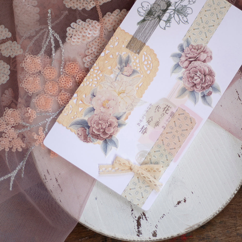 Loidesign Camellia Washi Tape, Washi Paper/Clear PET/Matte PET