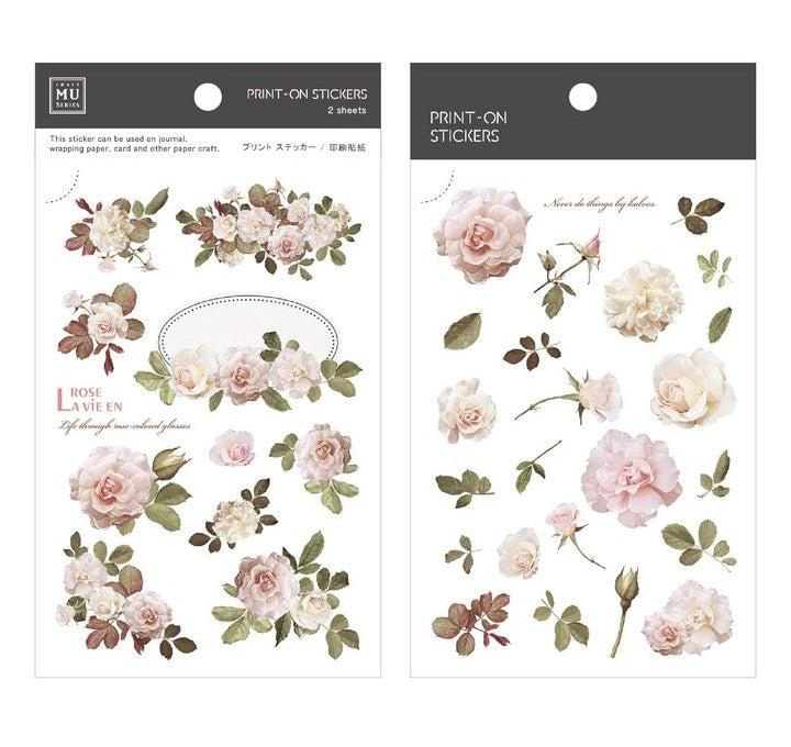 MU Print-On Stickers No.34: Blush Roses, 2 designs/packet