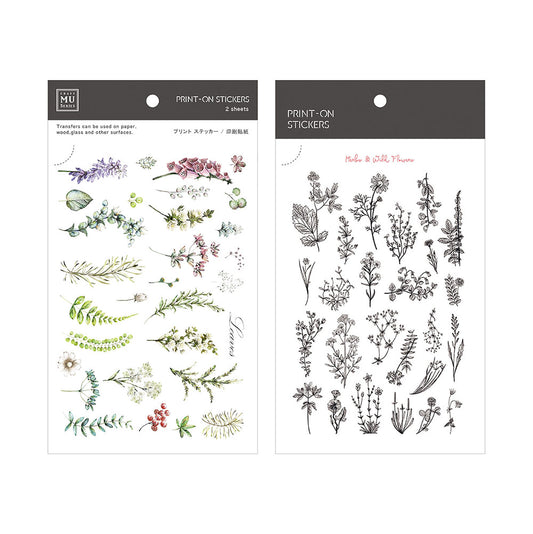 MU Print-On Stickers No.55: Leaves of Grass, 2 designs/packet