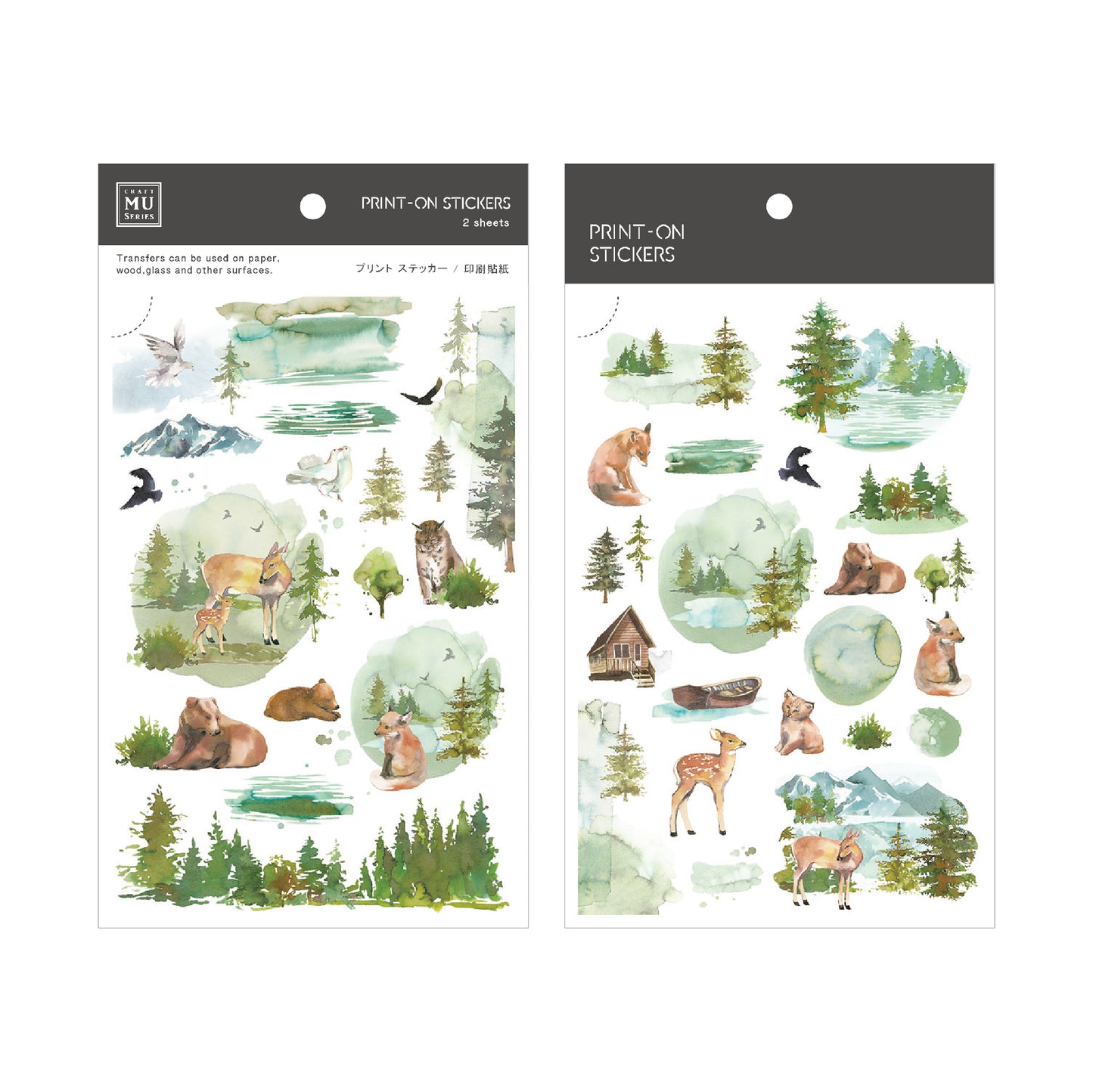 MU Print-On Stickers No.96: Peaceful Forest, 2 designs/packet