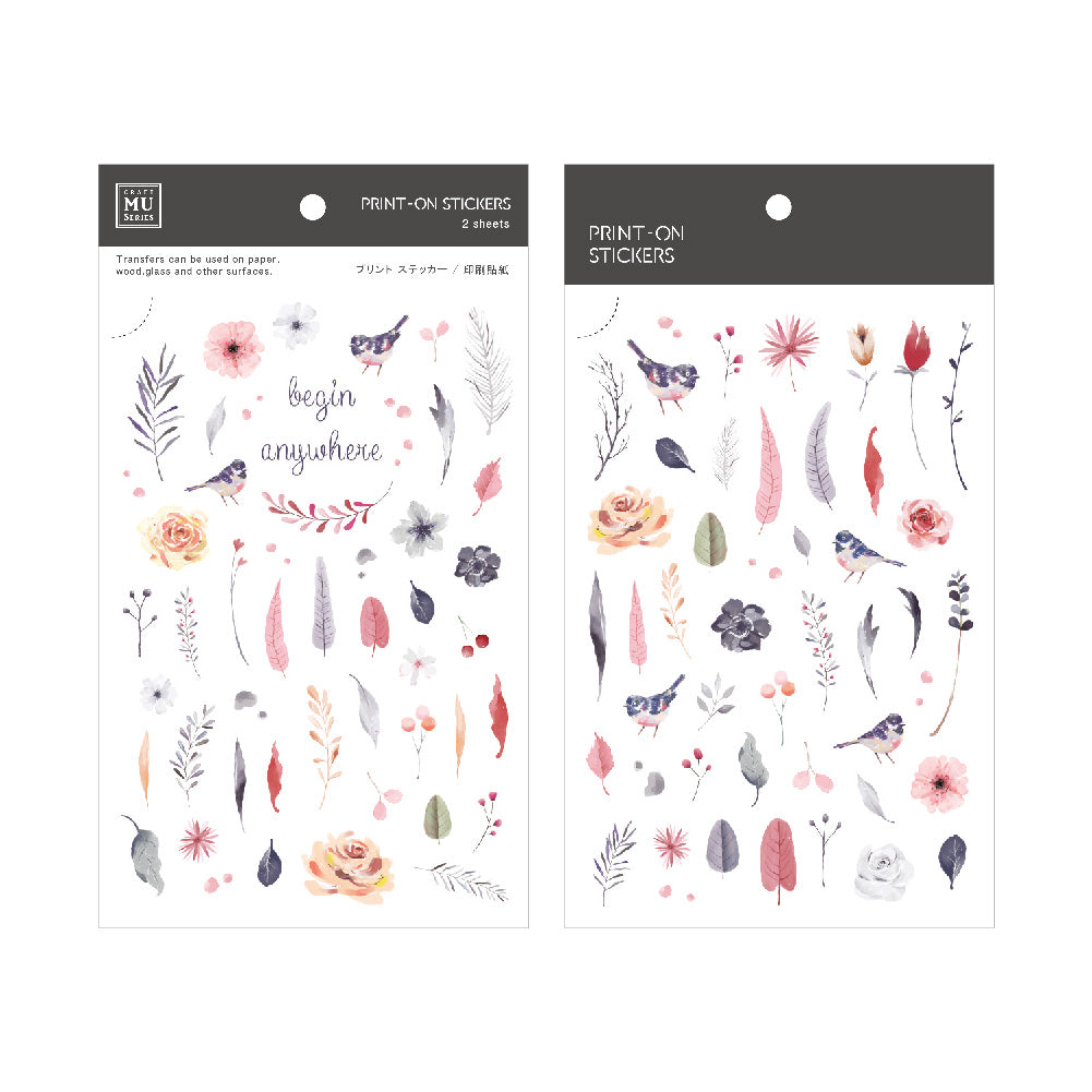 MU Print-On Stickers No.122: Pretty Feathers, 2 designs/packet