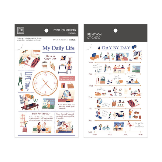 MU Print-On Stickers No.135: Daily Routine, 2 designs/packet