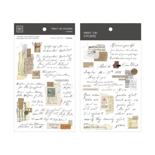 MU Print-On Stickers No.162: Vintage Letters, 2 designs/packet
