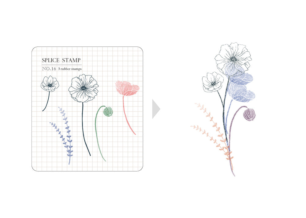 MU Lifestyle Floral Splice Clear Stamp Set - No.16