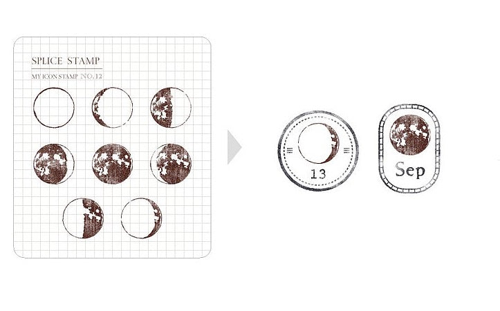 MU Lifestyle My Icon Clear Stamp Set - No.12, Moon Phases