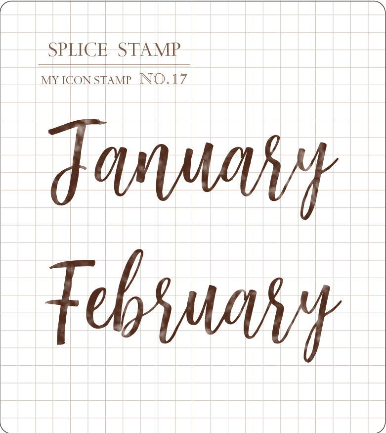 MU Lifestyle My Icon Clear Stamp Set - Month Set, Brush Lettering, 6pks