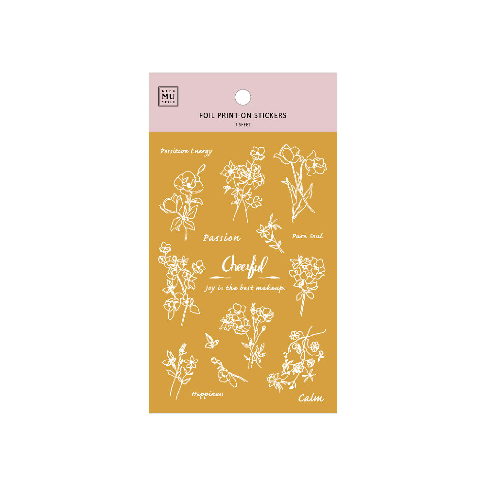 MU Gold Foil Print-On Stickers No.01 Cheerful, 1 sheet/packet
