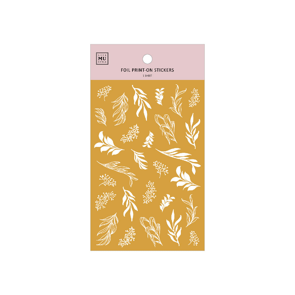 MU Gold Foil Print-On Stickers No.02 Leaves, 1 sheet/packet