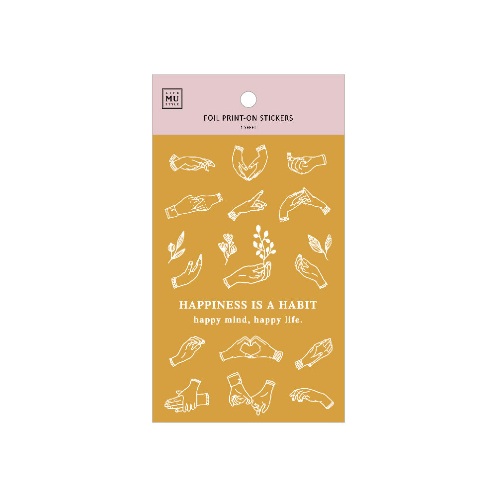 MU Gold Foil Print-On Stickers No.05 Hand Gestures, 1 sheet/packet