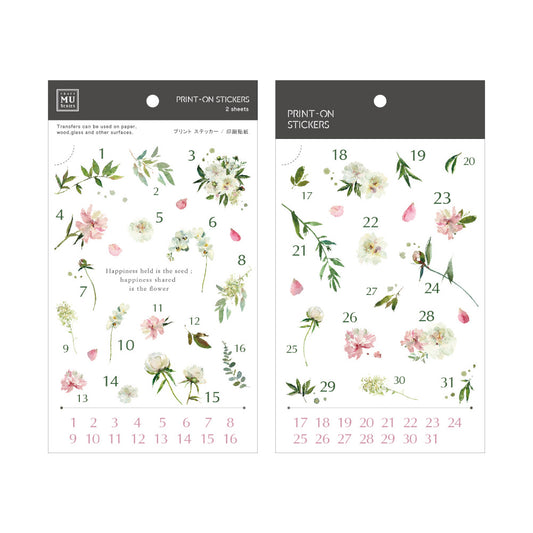 MU Print-On Stickers No.168: Flowers in the Wind Daily, 2 designs/packet