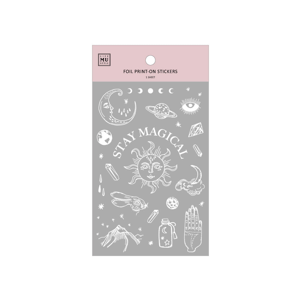 MU Silver Foil Print-On Stickers No.01, 1 sheet/packet