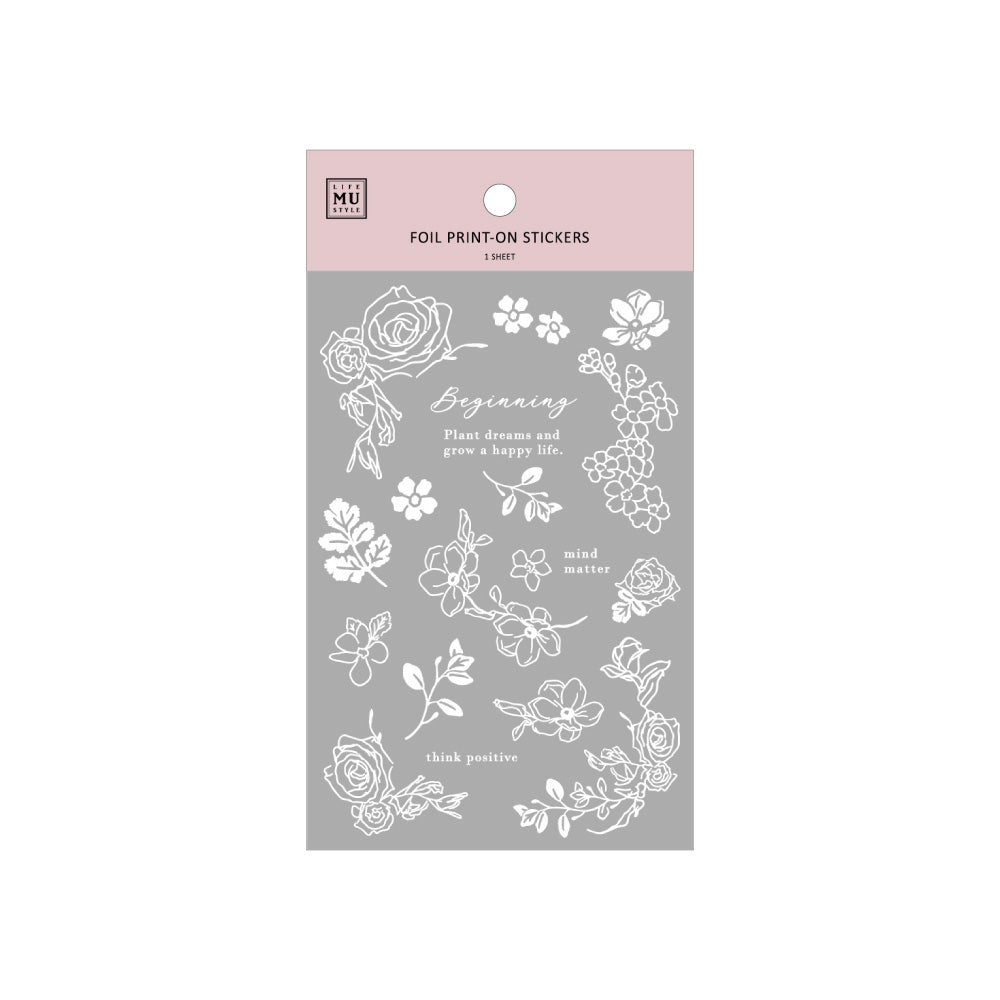 MU Silver Foil Print-On Stickers No.03, 1 sheet/packet