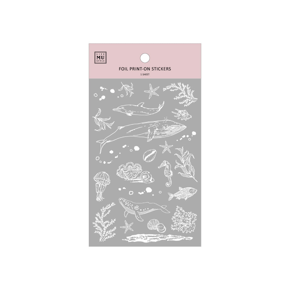 MU Silver Foil Print-On Stickers No.04, 1 sheet/packet