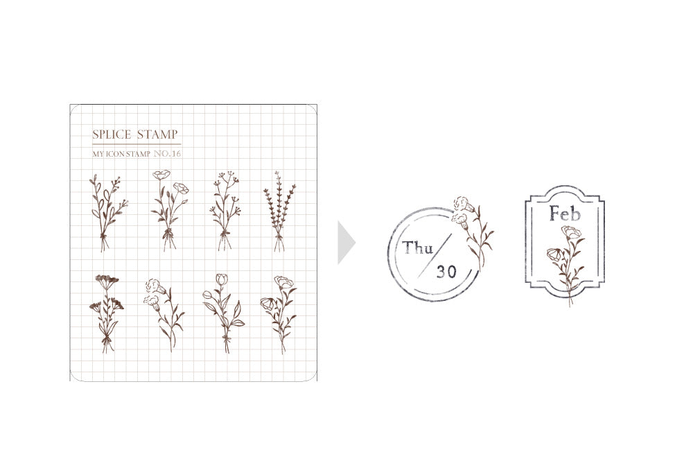 MU Lifestyle My Icon Clear Stamp Set - No.16, Flower Bouquet