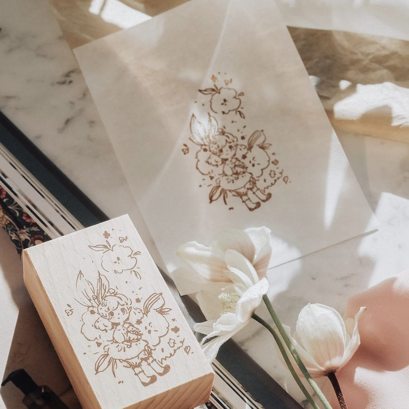 Meow Illustration Fairy Rubber Stamp - Dear Bouquet