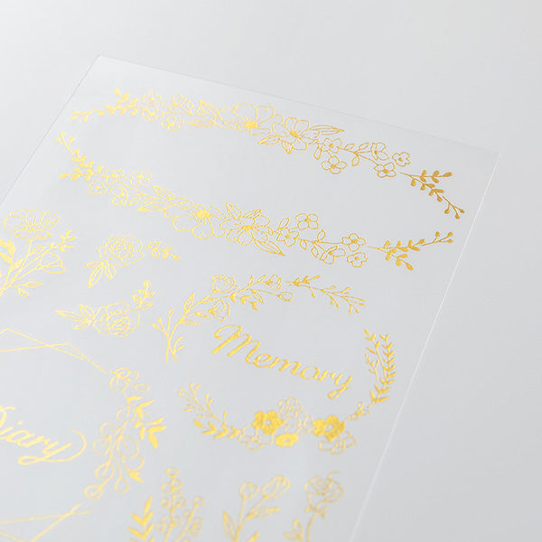 Midori Gold Foil Transfer Sticker - Flowers