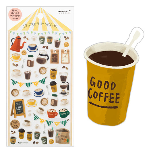 Midori Sticker Marché Washi Stickers - Coffee