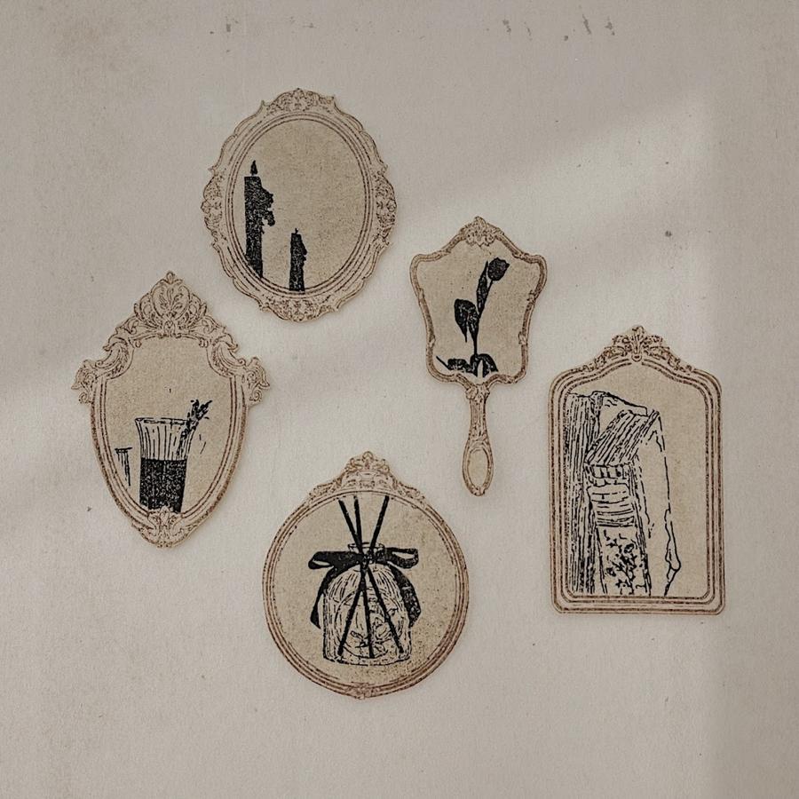 Jieyanow Atelier Rubber Stamp - Mirror Mirror On the Wall Collection, five designs, 1 PC