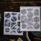 OURS Colorful Night Stamp-Style Silver Foil Sticker Pack, 2 sheets