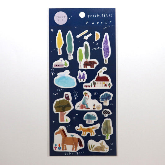 Saien x Miki Tamura Washi Art Sticker Sheet - Forest, 1 PC