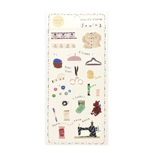 Saien x Miki Tamura Washi Art Sticker Sheet - Sewing, 1 PC