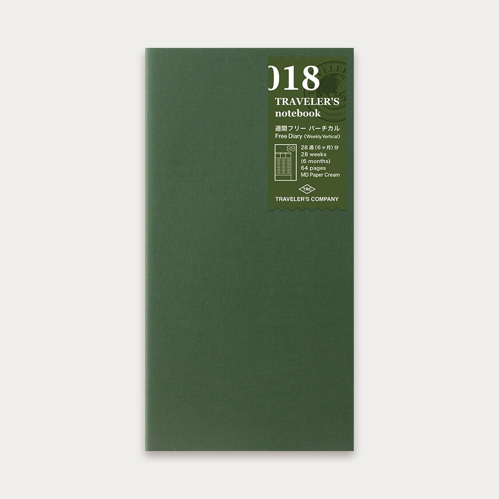 TRAVELER'S Notebook - Regular Size Refill - 018 Free Diary (Weekly Vertical)
