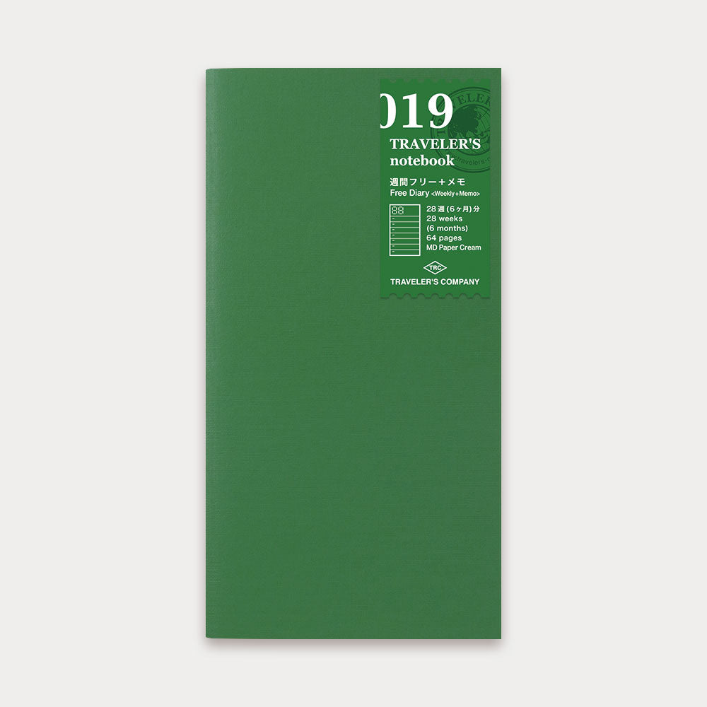 TRAVELER'S Notebook - Regular Size Refill - 019 Free Diary (Weekly + Memo)