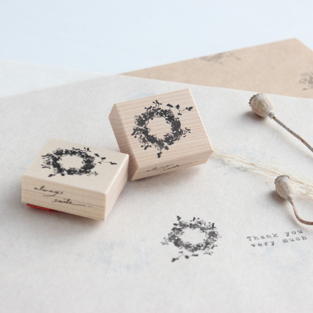 always smile... Small Wreath Rubber Stamp