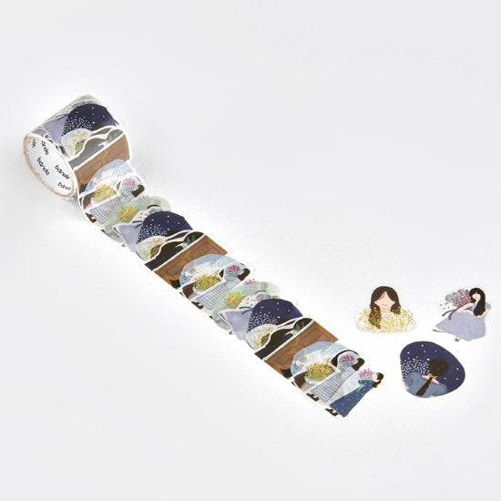 Bande Washi Tape Sticker Roll - Girl with Bouquets