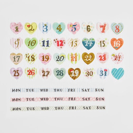 Bande Washi Tape Sticker Roll Date Set - Sweet Days