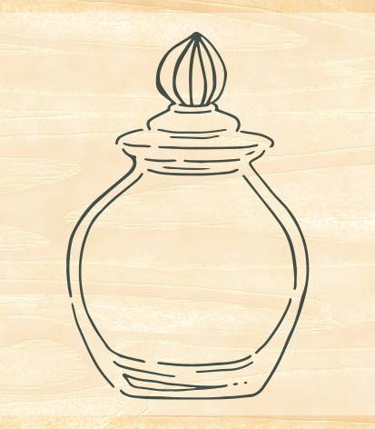 Beverly Ink's Companion Rubber Stamp - Glass Ink Bottle with Lid