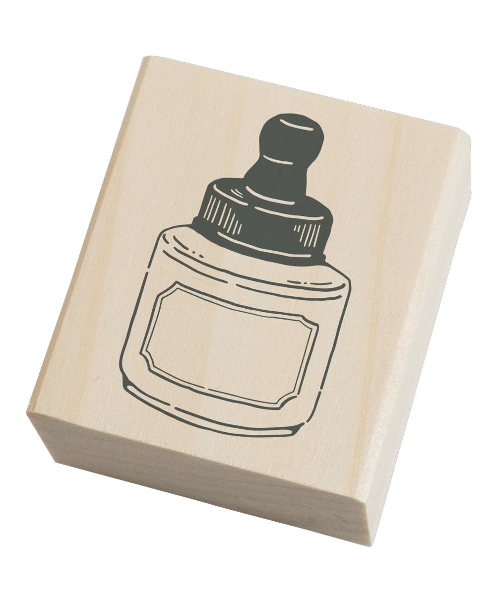 Beverly Ink's Companion Rubber Stamp - Ink Bottle with Black Dropper