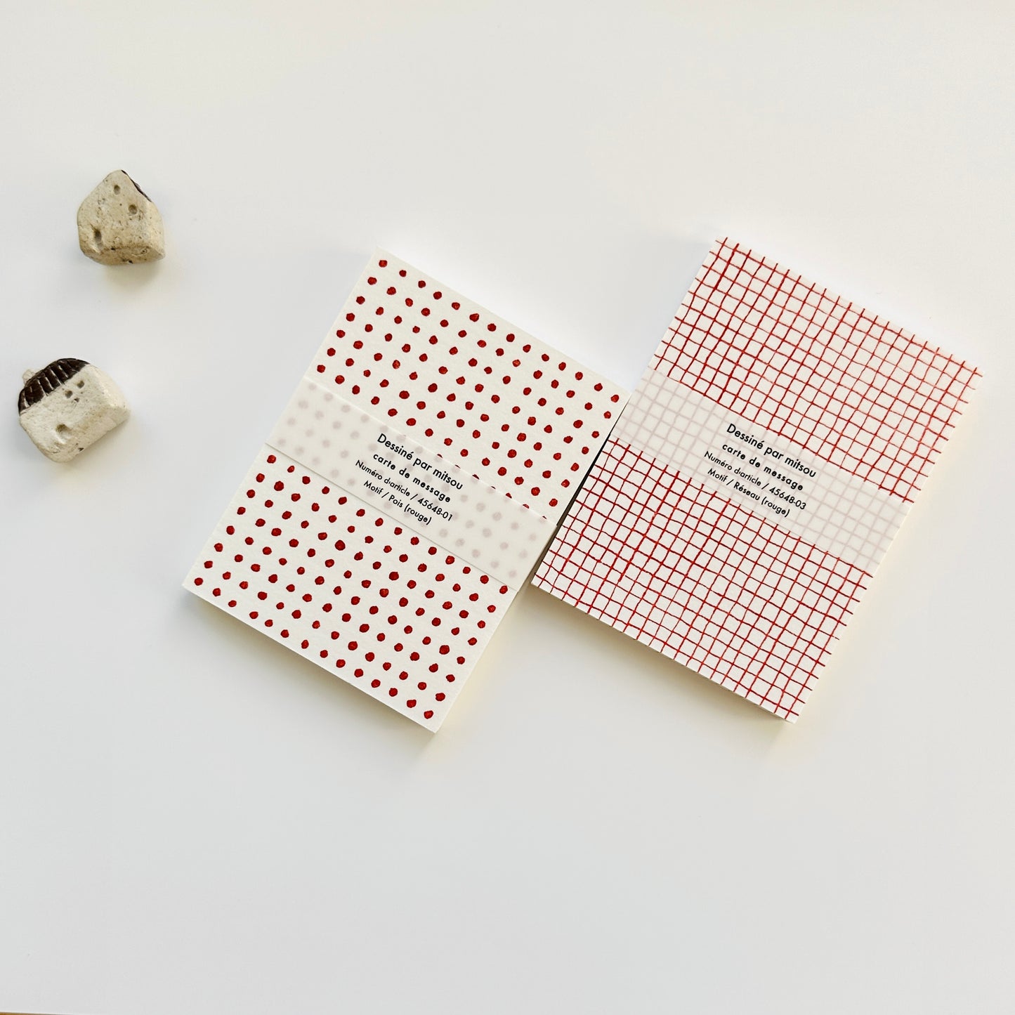 Classiky x mitsou Letterpress Label Card, Grid (Red)