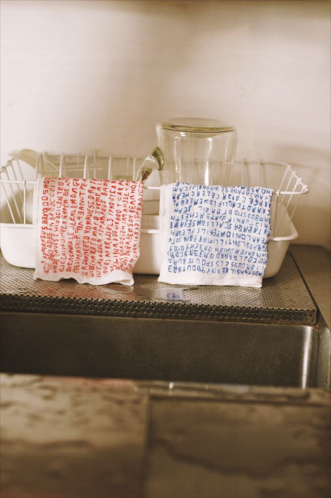 Classiky x mitsou Letters Kitchen Cloth, Red/Blue