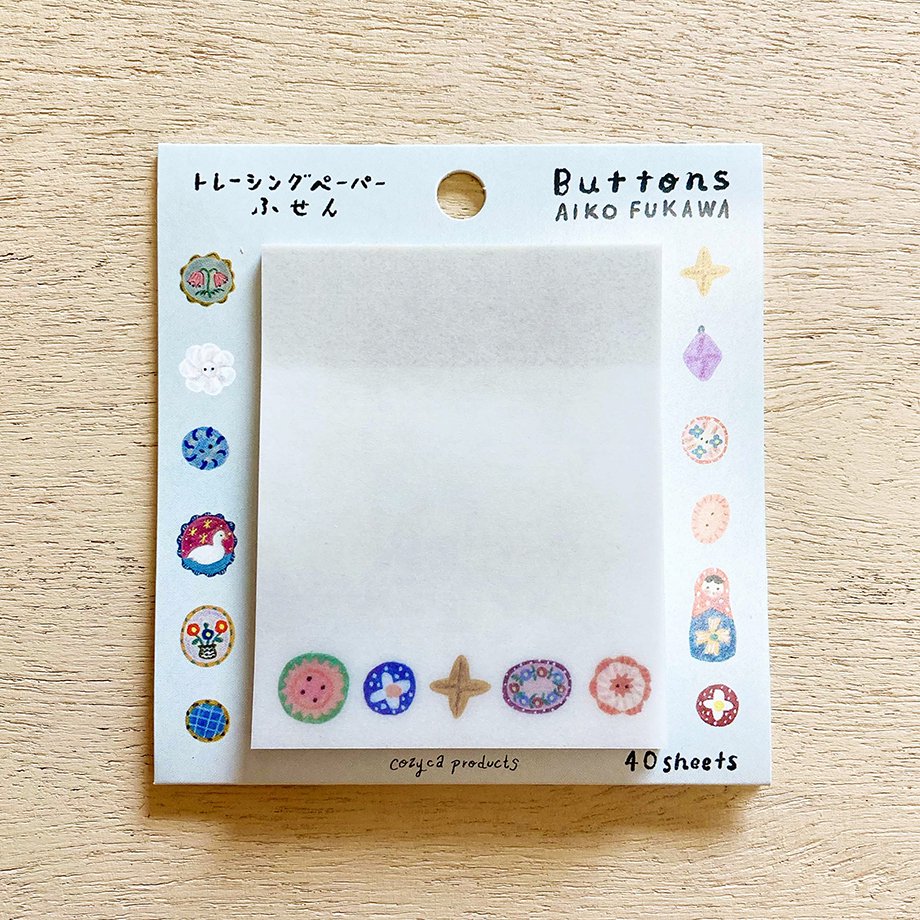 cozyca products Tracing Paper Sticky Notes - Buttons, Aiko Fukawa Collaboration