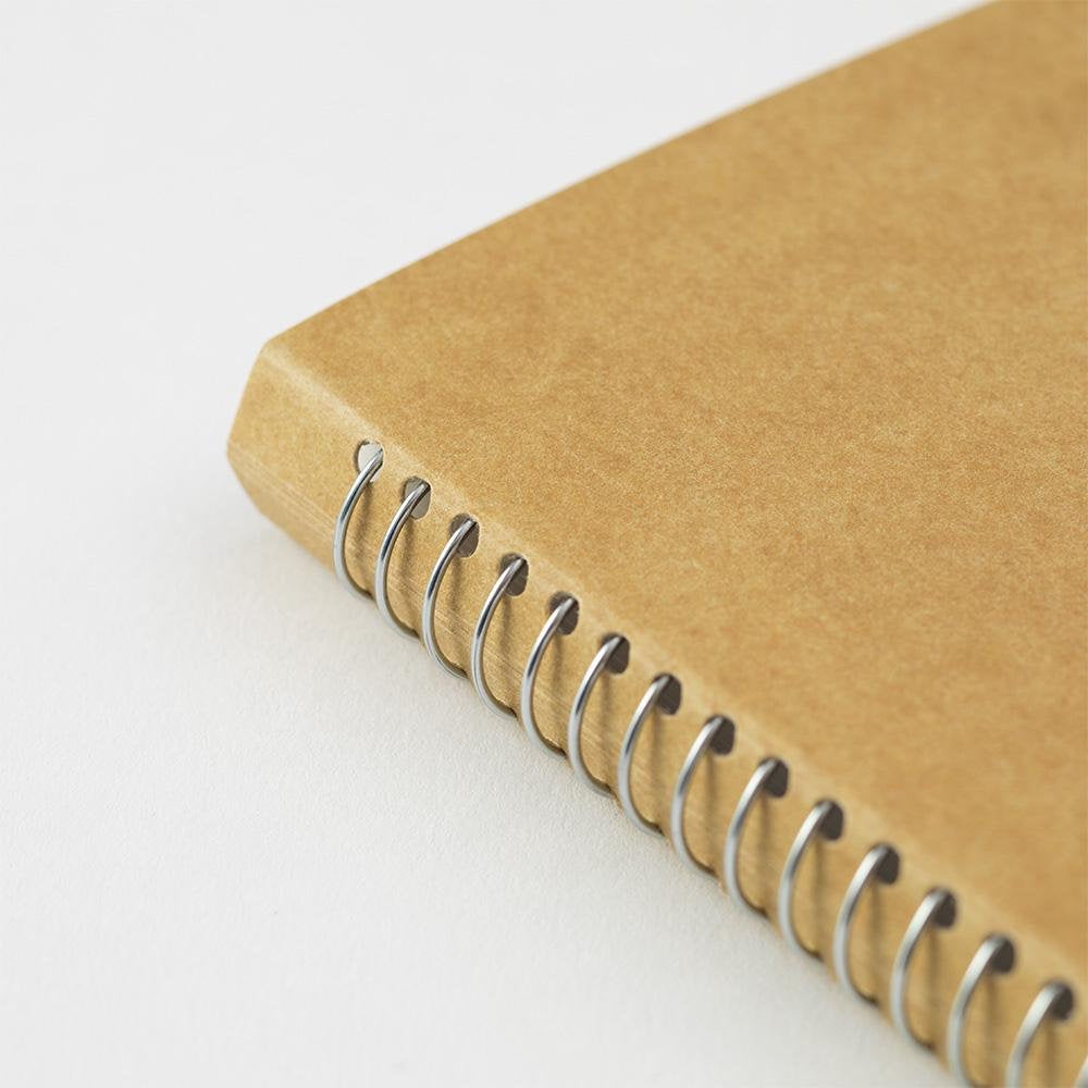 Detail view of the notebook's silver spiral