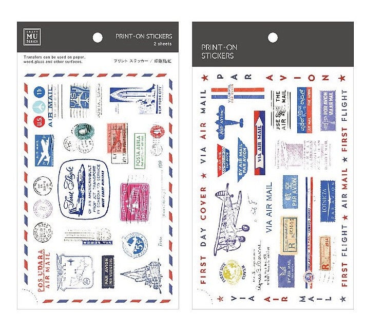 MU Print-On Stickers No.130: Air Mail Postmarks, 2 designs/packet