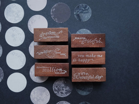 Jieyanow Atelier Phases to Loving You - Embroidered Words Rubber Stamps