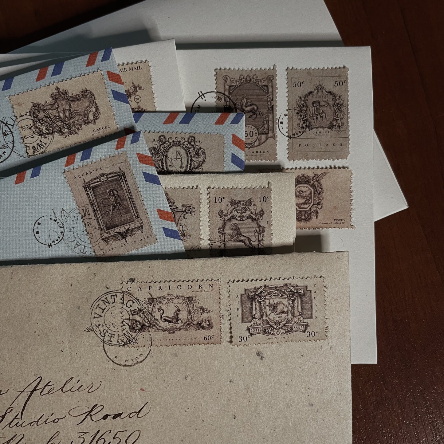 Jieyanow Atelier Zodiac Postage Stamp-style Paper, 12pcs