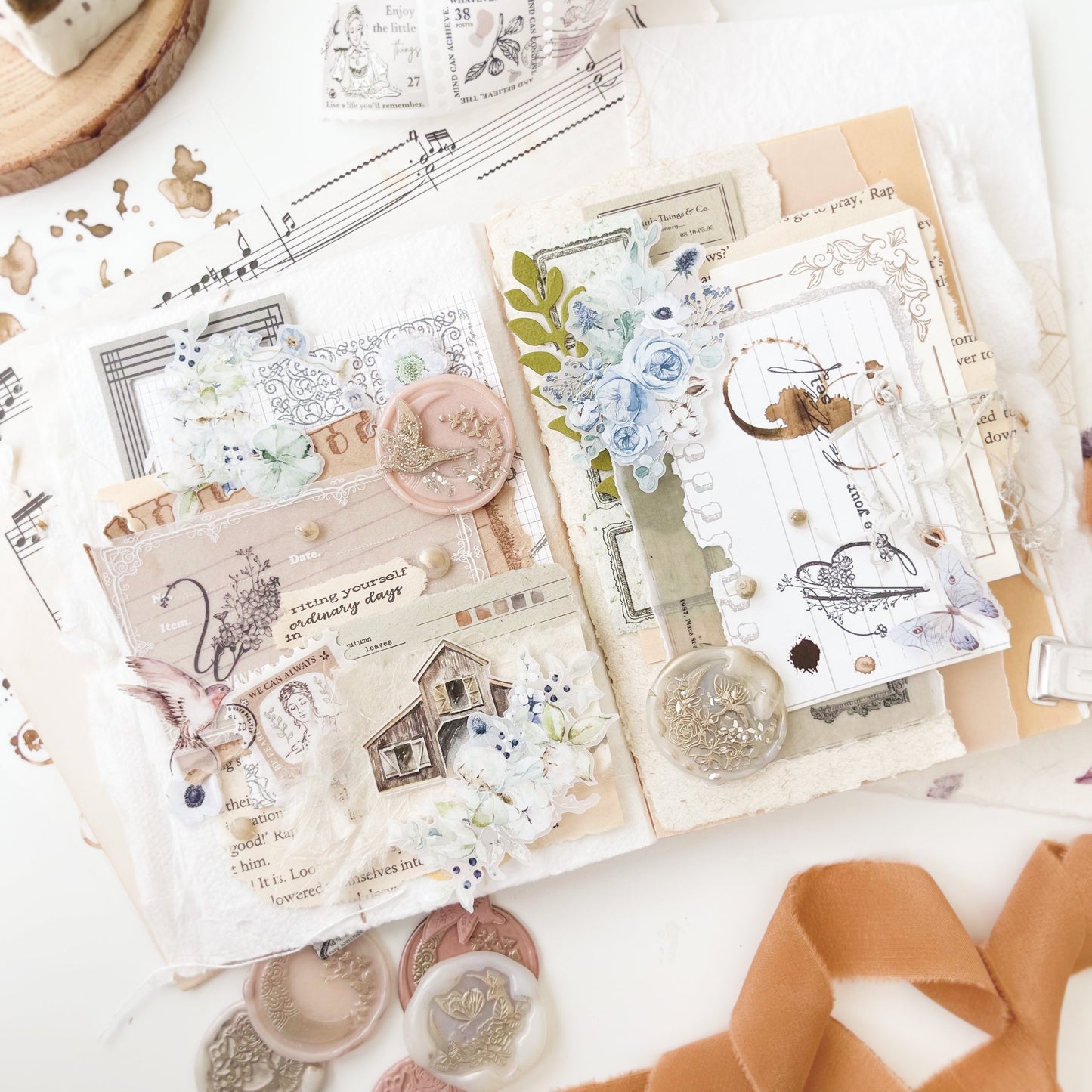Journal Pages Print-On Stickers - Coffee Stain
