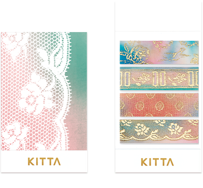 KITTA Portable Washi Tape, Artist Collaboration, Vintage Gold Foil Pattern