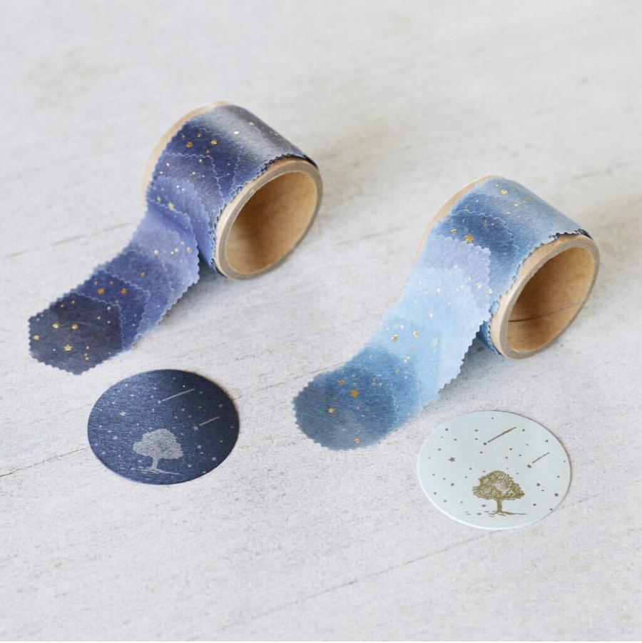 the dark tone and the light tone of the knoten and rokushosha constellation of animals washi tape seals are side by side