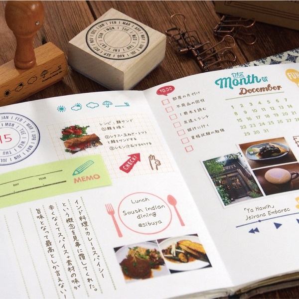 Kodomo No Kao Planner Rubber Stamp - Round Calendar